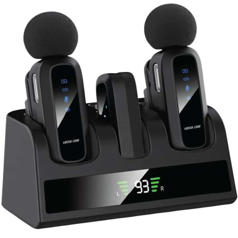 ميكروفون لاسلكي Green Lion GM-89X ‏2 في 1 بقاعدة شحن