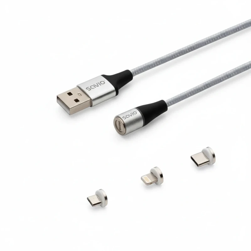 كابل شحن مغناطيسي 3 في 1 – Type-C وLightning وMicro USB