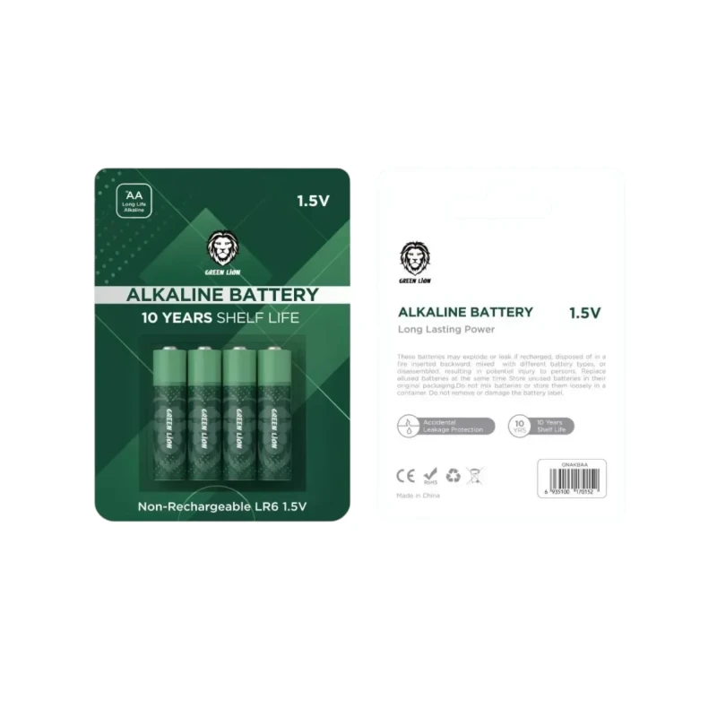 بطاريات قلوية AA من Green Lion – عبوة 4 قطع 1.5 فولت