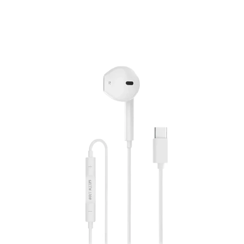سماعة أذن مفردة Green Lion Mono بمنفذ USB-C – أبيض